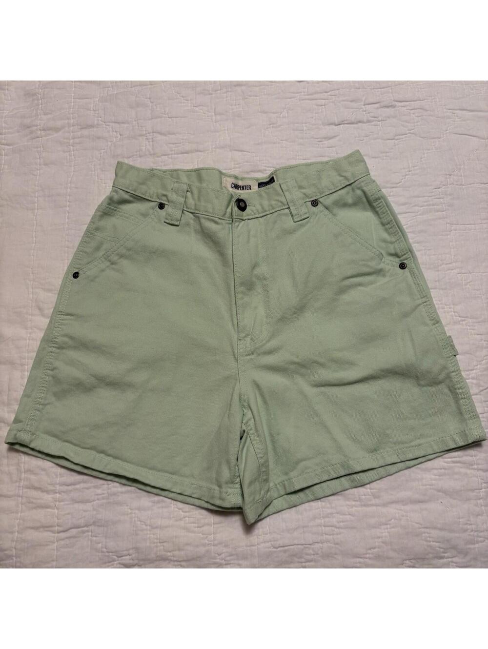 Bugle Boy 90s Carpenter Women's Green 100% Cotton Shorts Size 10 Y2K Vintage